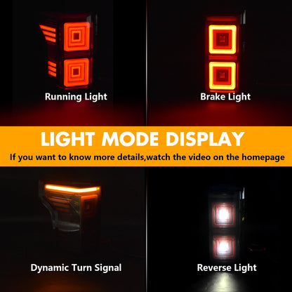 Full LED Tail Lights for 2015-2020 Ford F150, Unique Shaped Attractive Design Tail Lamp, Turn Signal Reverse Brake Rear Lights Assembly