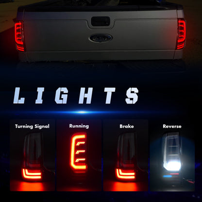 LED Tail Light for 2008-2016 Ford F250 F350 F450 F550 with Smoked Lens
