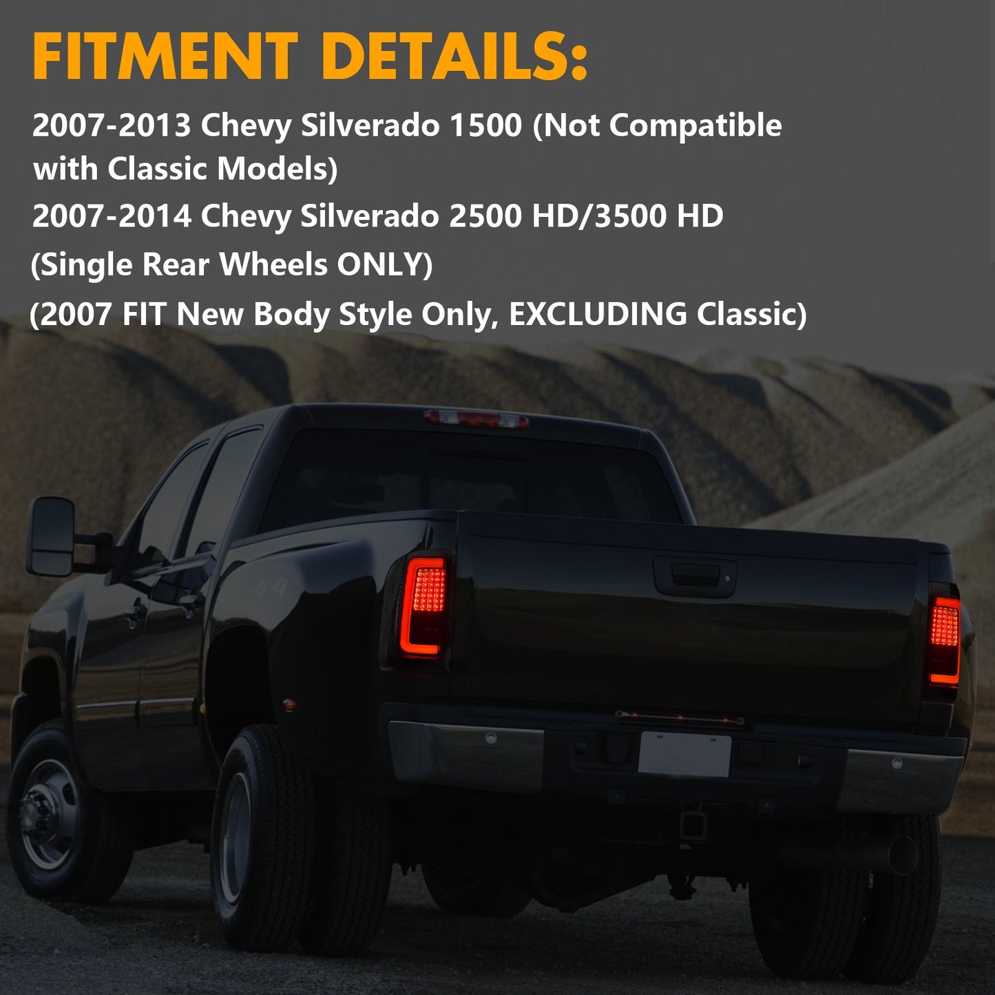 mcooo Full LED Tail Light for 2007-2013 Chevy Silverado 1500 2500HD 3500HD,Unique C Shaped Design Rear Light,Turn Signal,Smoked Lens Tail Lights,Brake,Reverse Light