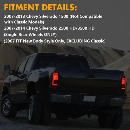 mcooo Full LED Tail Light for 2007-2013 Chevy Silverado 1500 2500HD 3500HD,Unique C Shaped Design Rear Light,Turn Signal,Smoked Lens Tail Lights,Brake,Reverse Light