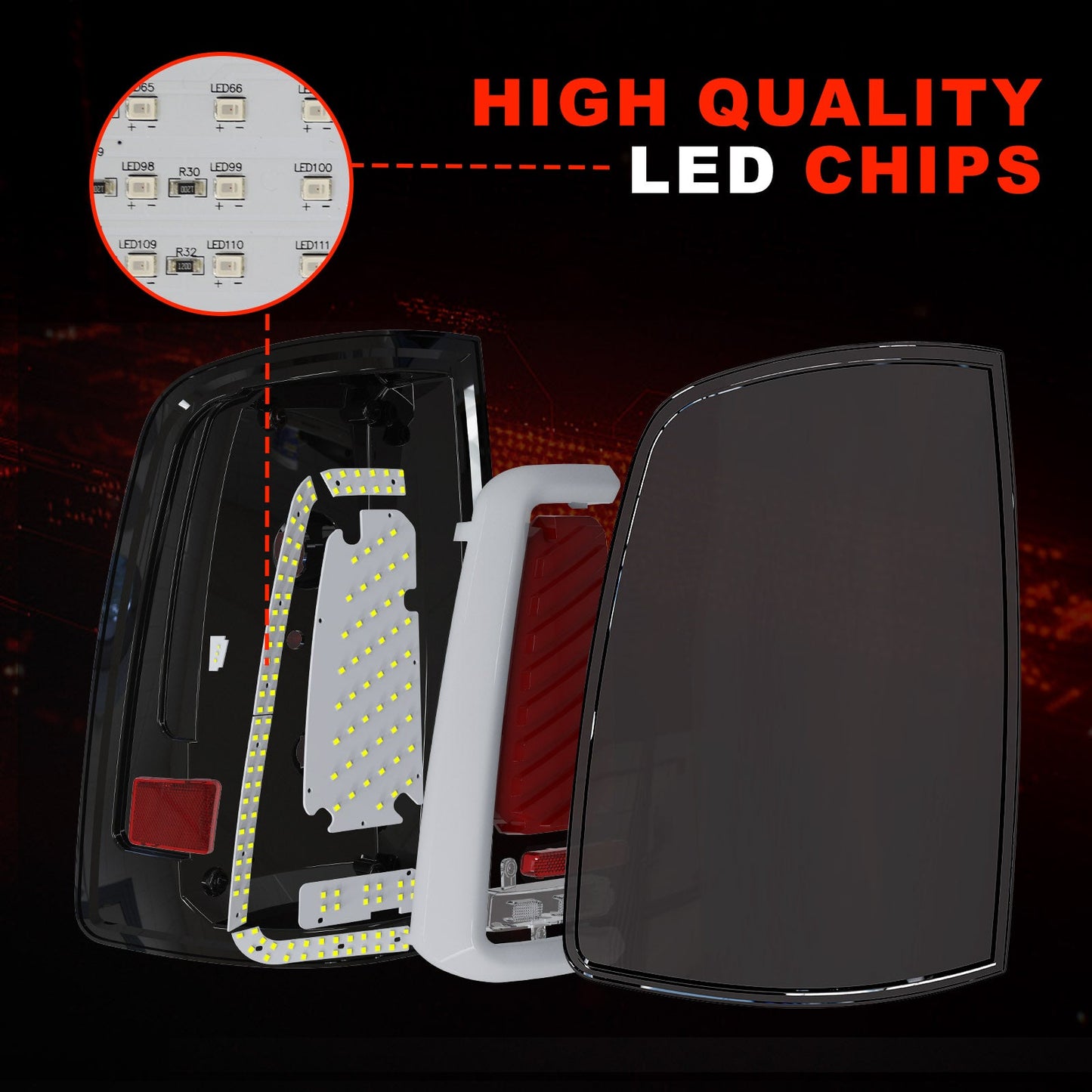Tail Light Assembly Fit for 2009-2018 Dodge Ram 1500 2500 3500,Starting Animated Rear Light Assembly, Dynamic Turn Signal,Brake Light,Reverse Light Smoked