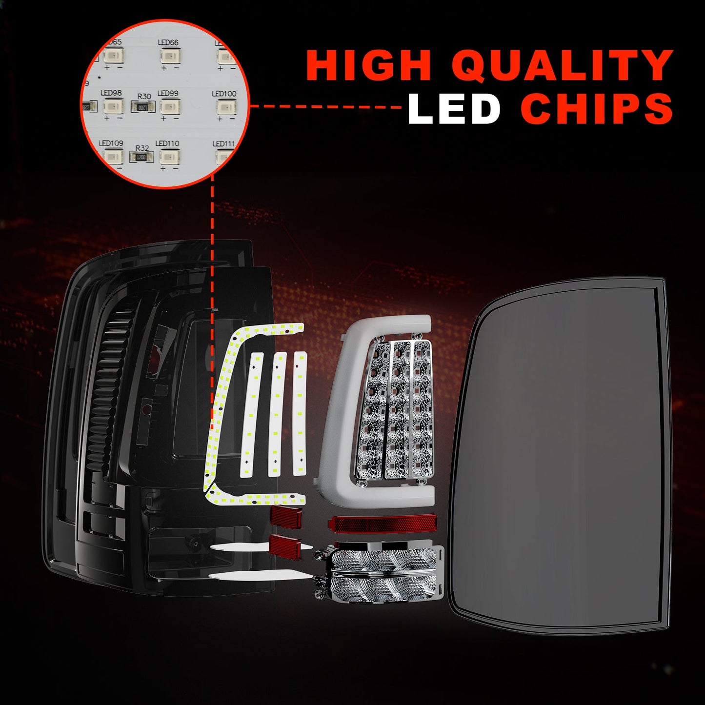 mcooo Full Led tail lights for 2009-2018 Dodge Ram Rear Light Assembly Turn Signal,Brake Light,Reverse Light Smoked 1 Pair Rear Lights