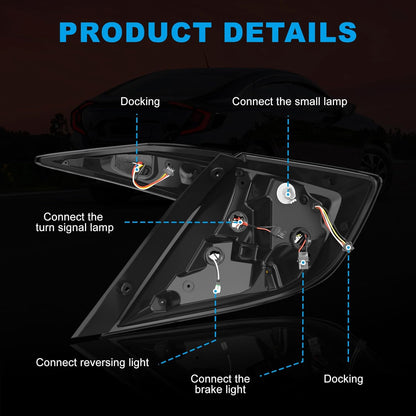 LED Tail Lights for 2016-2021 Honda Civic 10th Gen Sedan with Smoked Lens