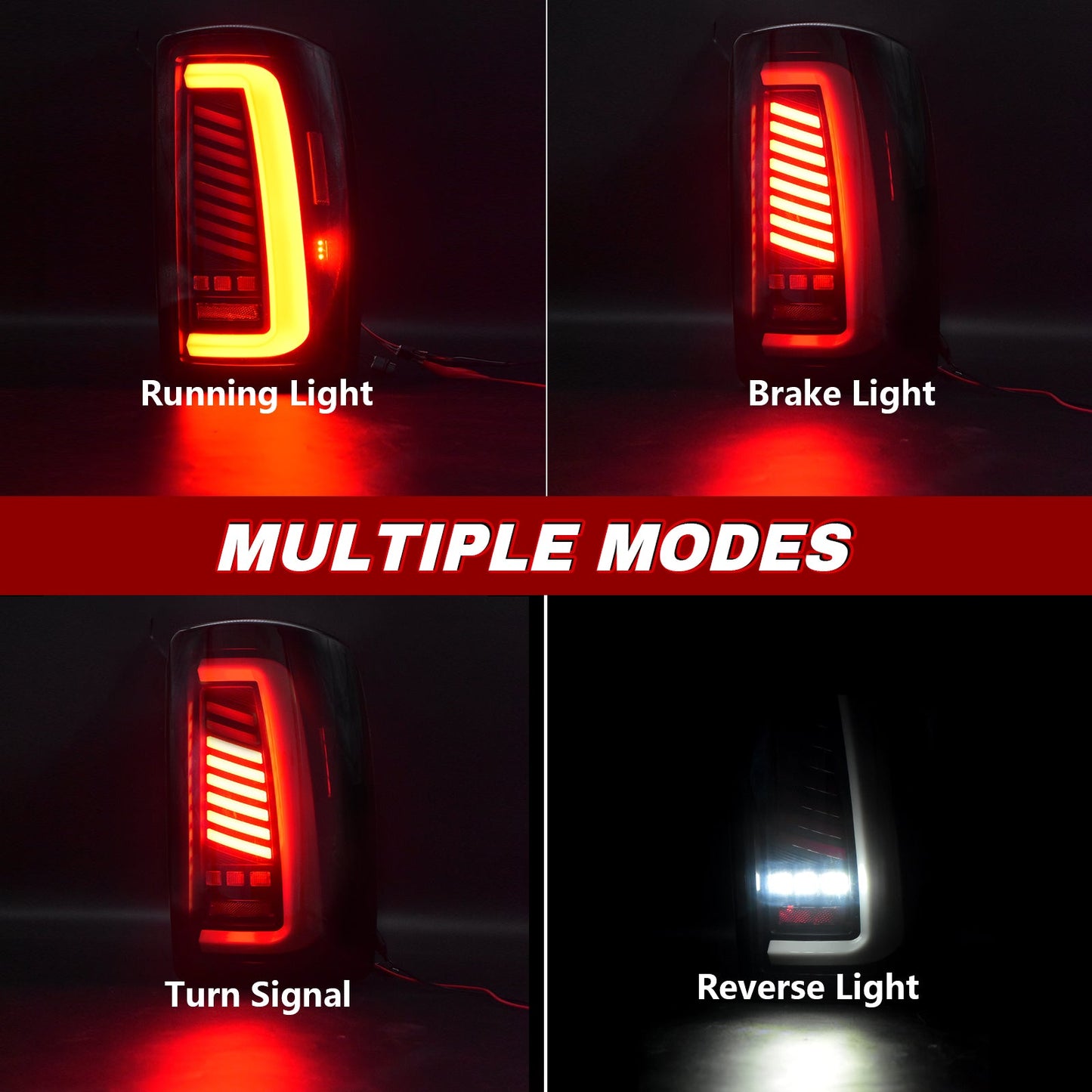 Full Led tail lights for 2000-2006 Chevy Tahoe, Suburban, GMC Yukon Starting Animated Rear Light Assembly, Dynamic Turn Signal,Brake Light,Reverse Light Smoked