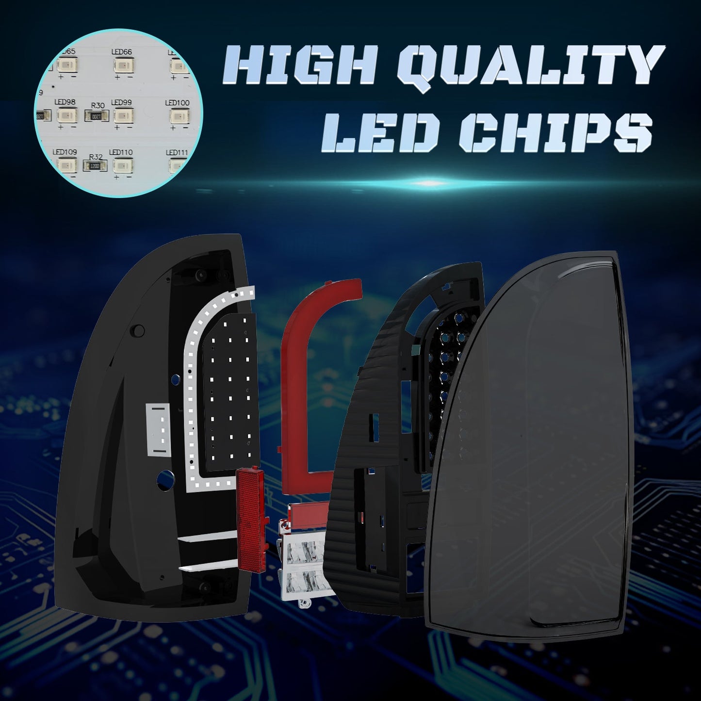 Full Led Tail Lights for Toyota Tacoma 2005-2015 Rear Light Assembly, Turn Signal,Brake Light,Reverse Light Smoked