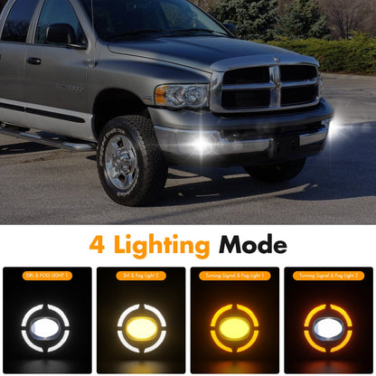 LED Fog Lights Replacement with DRL For 1994-2002 Dodge Ram 1500, 2500, 3500 (1 Pair)