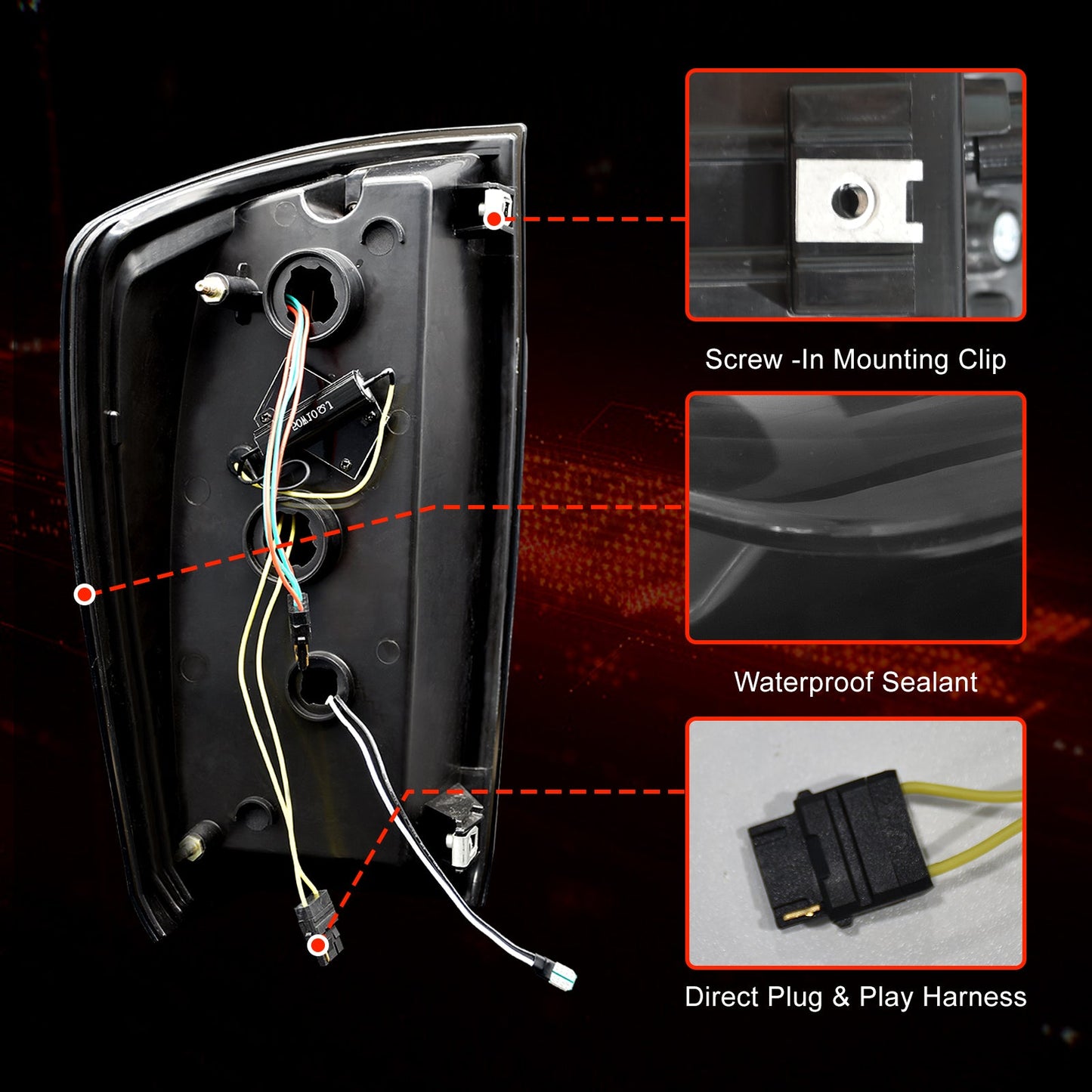 Full LED Tail Lights for 2016-2023 Toyota Tacoma with Smoked Lens & Dynamic Starting Animation (1 Pair)