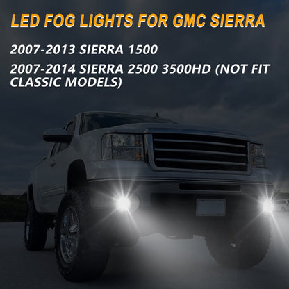 Led Fog Lights with DRL/Turn Signal for GMC 2007-2013 Sierra 1500,2007-2014 Sierra 2500 3500HD (Not Fit Classic Models) Bumper Driving Fog Lamp