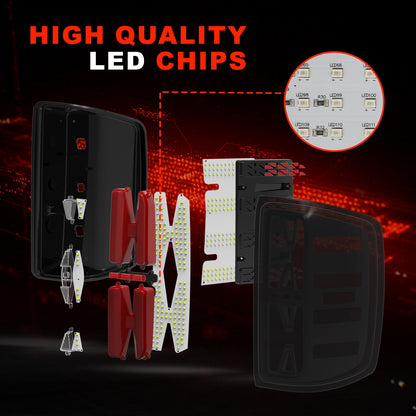 LED Tail Lights for 2015-2018 Chevy Silverado 1500, 2500HD, 3500HD, for 2016-2018 GMC Sierra 3500HD