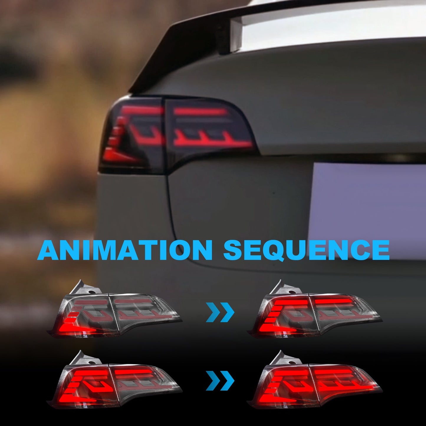 LED Tail Lights for 2017-2022 Tesla Model 3, Model Y with Smoked Lens