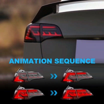 LED Tail Lights for 2017-2022 Tesla Model 3, Model Y with Smoked Lens