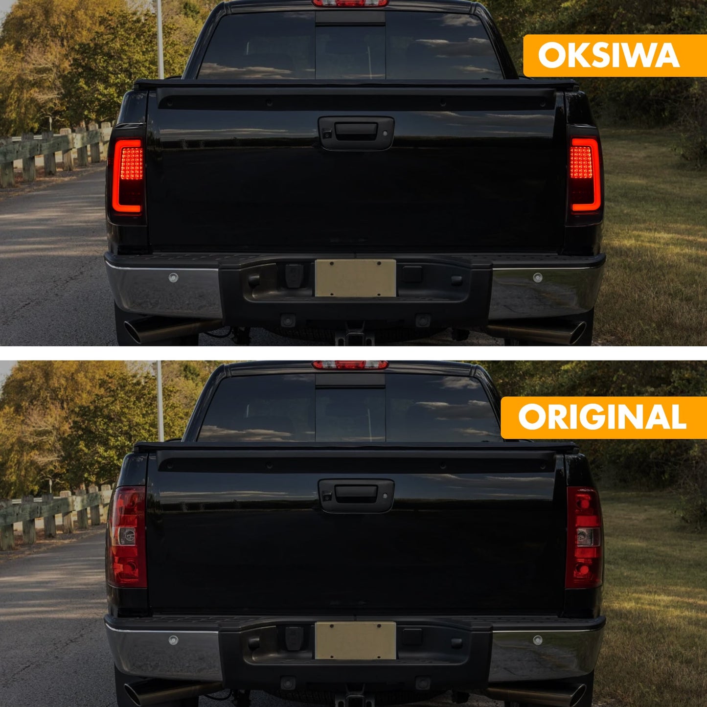 mcooo Full LED Tail Light for 2007-2013 Chevy Silverado 1500 2500HD 3500HD,Unique C Shaped Design Rear Light,Turn Signal,Smoked Lens Tail Lights,Brake,Reverse Light