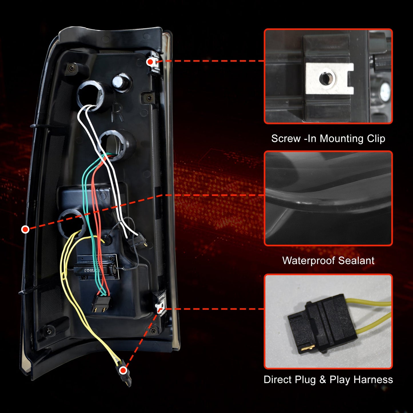 Sequential LED Tail Light for 2003-2006 Chevy Silverado,with Dynamic Turn Signal, Starting Animated,Unique Shaped Design Rear Lights, Smoked Lens,Easy to Install,Waterproof