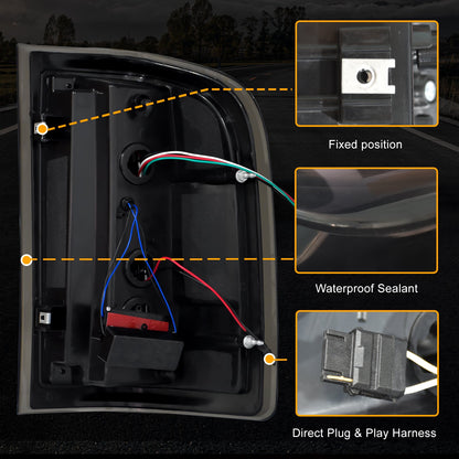 mcooo Full LED Tail Light for 2007-2013 Chevy Silverado 1500 2500HD 3500HD,Unique C Shaped Design Rear Light,Turn Signal,Smoked Lens Tail Lights,Brake,Reverse Light