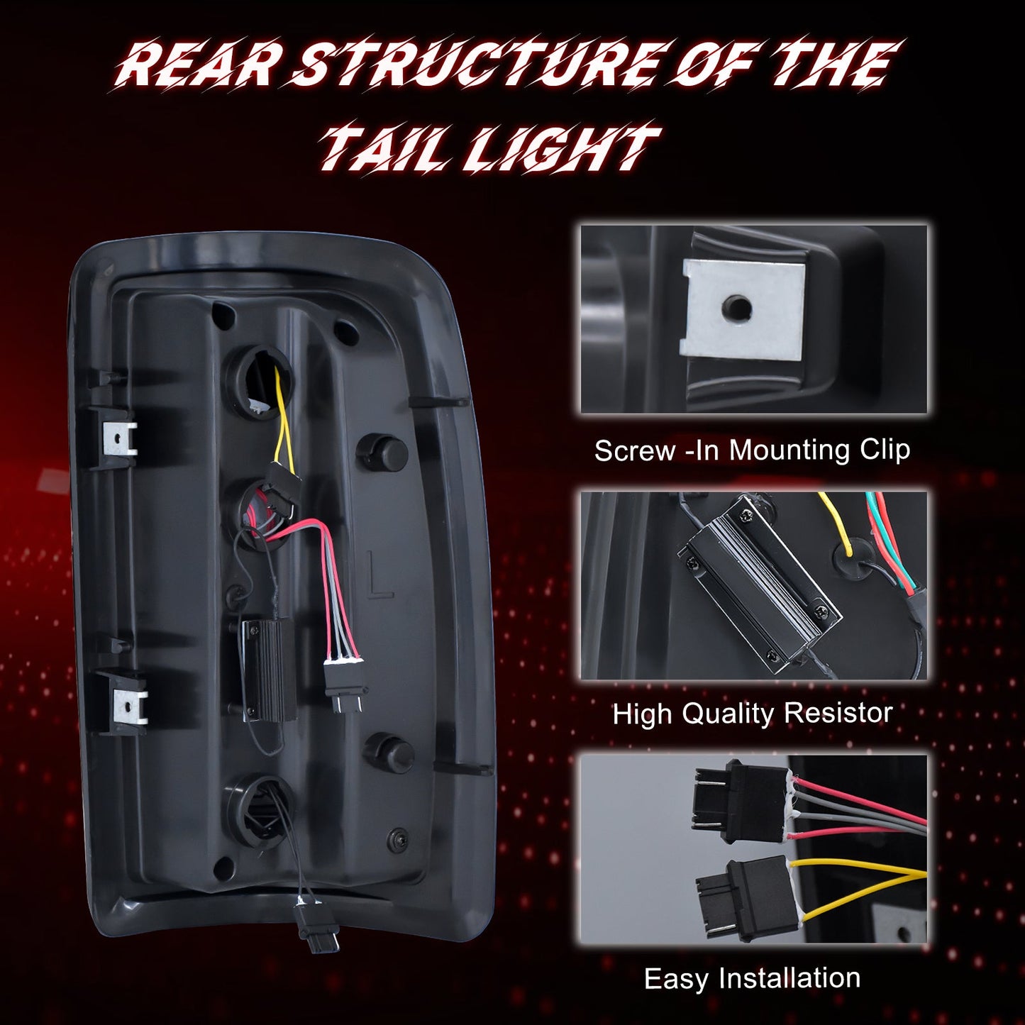 Full Led tail lights for 2000-2006 Chevy Tahoe, Suburban, GMC Yukon Starting Animated Rear Light Assembly, Dynamic Turn Signal,Brake Light,Reverse Light Smoked