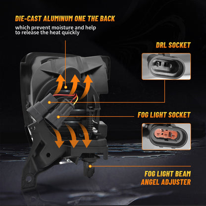 LED Fog Lights For 2013-2018 Dodge Ram 1500 with Day Running Light (1 pair)