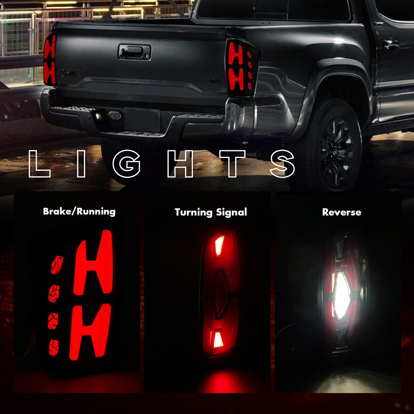 Tail Lights for 2016-2023 Toyota Tacoma with Smoked Lenses