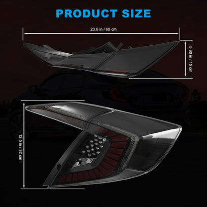 LED Tail Lights for 2016-2021 Honda Civic 10th Gen Sedan with Smoked Lens