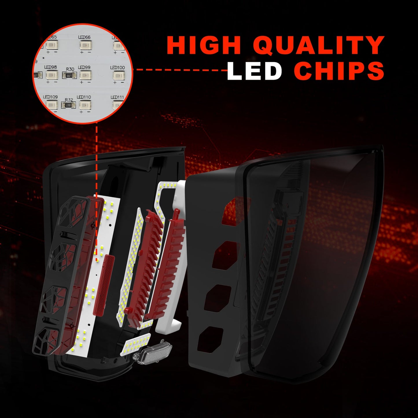 Full LED Tail Lights for 2016-2023 Toyota Tacoma with Smoked Lens & Dynamic Starting Animation (1 Pair)