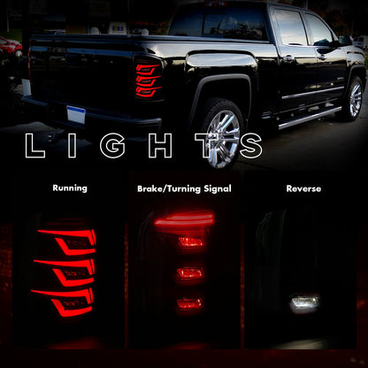 Tail Lights for 2007-2013 Chevy GMC Sierra 1500, 2007-2014 GMC Sierra 2500 HD, 3500 HD