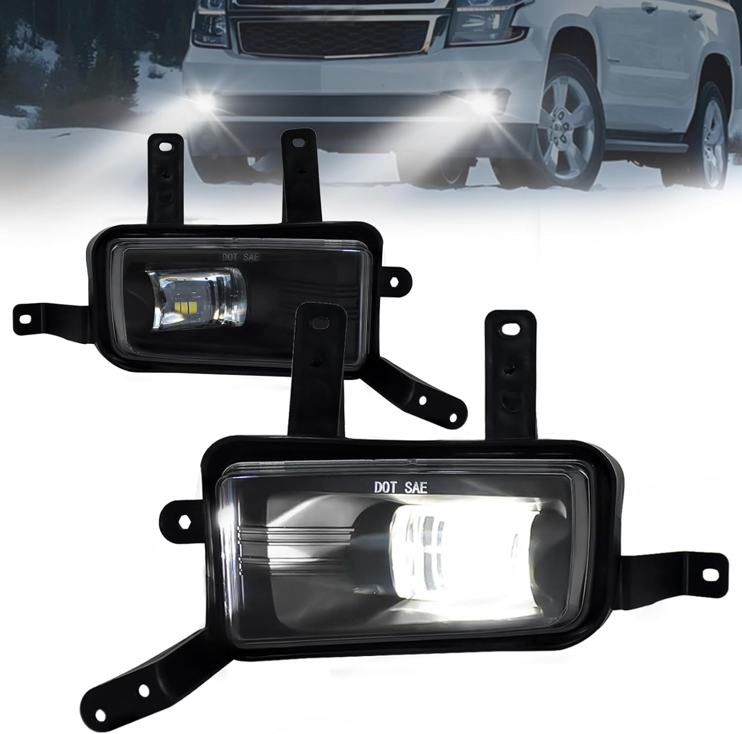 MCOOO LED Fog Lights Assembly Fit for Chevy Tahoe, Suburban 2015-2020, Suburban 3500HD 2016-2019, GMC Yukon & Yukon XL 2015-2020, Front Driving Fog Lamps Kit, DOT Certified - 1 Pair