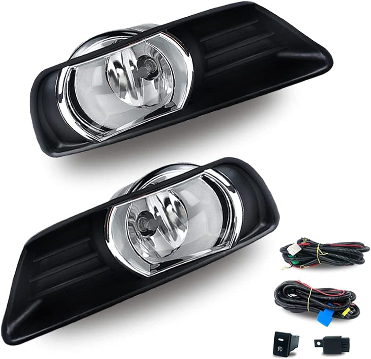 Mcooo Fog Lights Compatible with 2007 2008 2009 Toyota Camry Clear Glass Lens with Wiring and Switch Kit (Clear Lens)