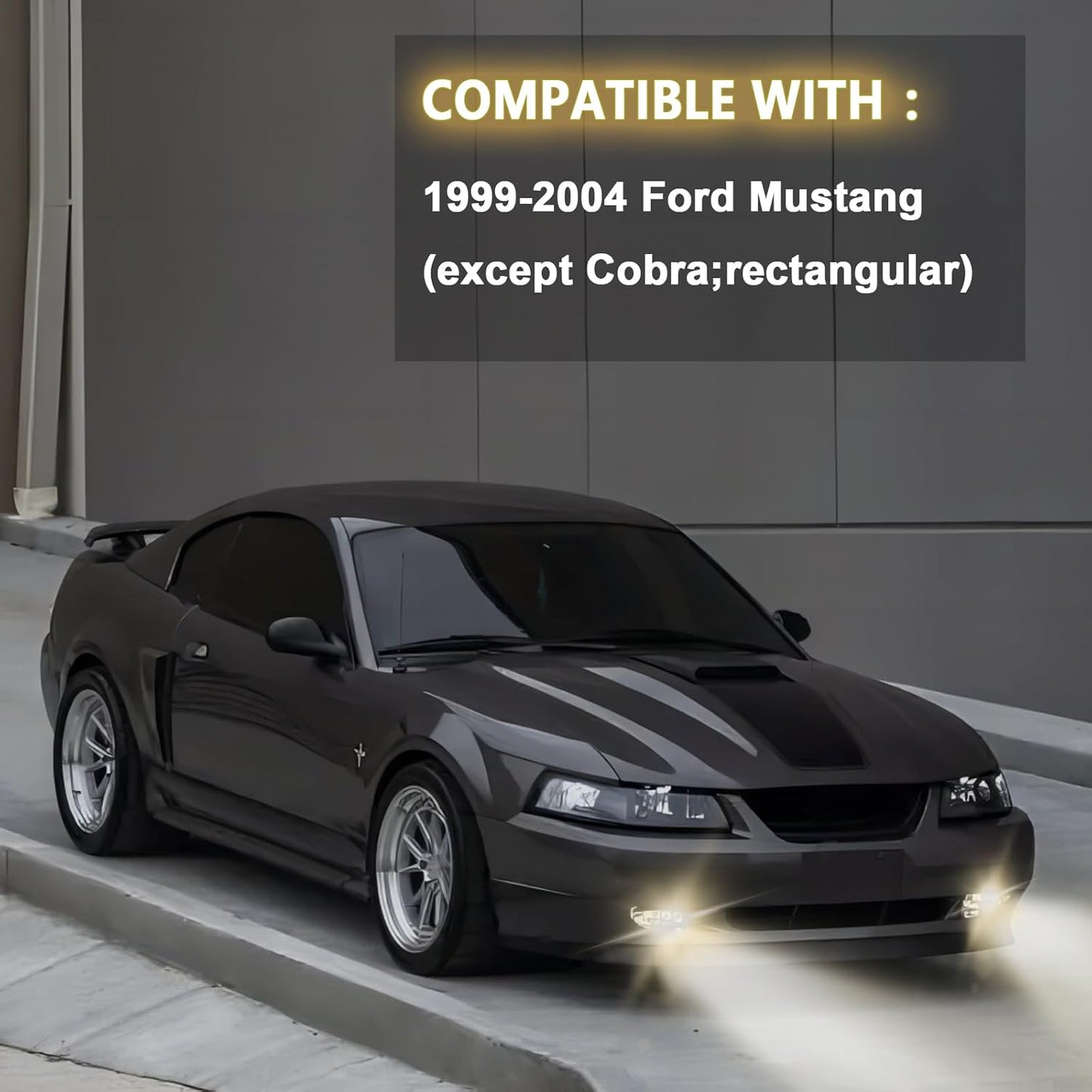 mcooo Fog Lights Assembly Compatible with 1999-2004 Ford Mustang, Bumper Driving Fog lamp Assembly Replacement (Halogen Fog Lights)