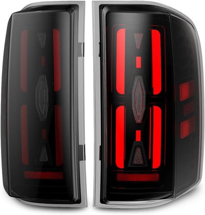 mcooo Full LED Tail Lights Assemble Compatible for 2007-2013 Chevy Silverado 1500& 2007-2014 Chevy Silverado 2500HD/3500HD With Start-Up Animation, Dynamic Turn Signals, Brake Light,Reverse Light-Smoked