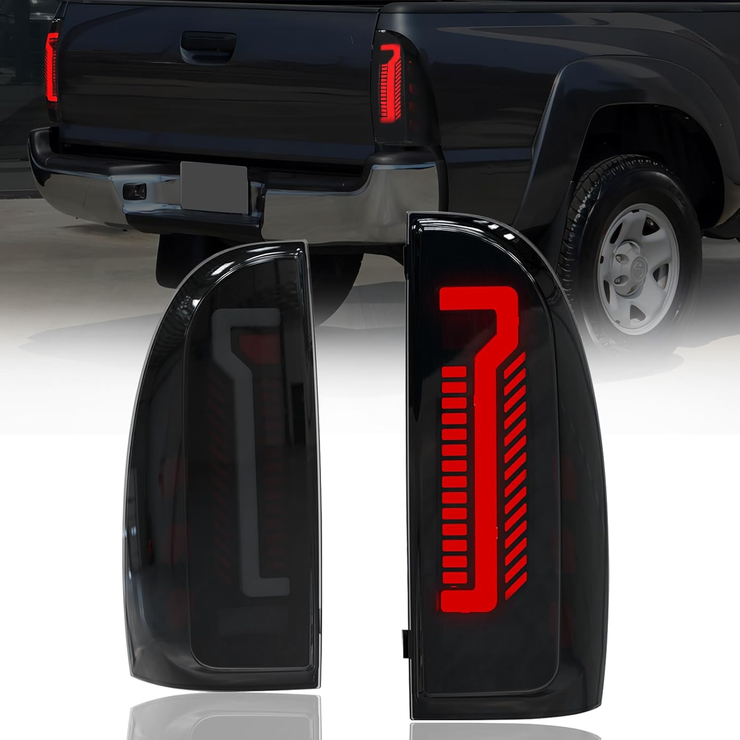 2005-2015 Toyota Tacoma 2nd Gen Sequential LED Tail Lights | Smoked | Start-Up Animation & Dynamic Turn Signal
