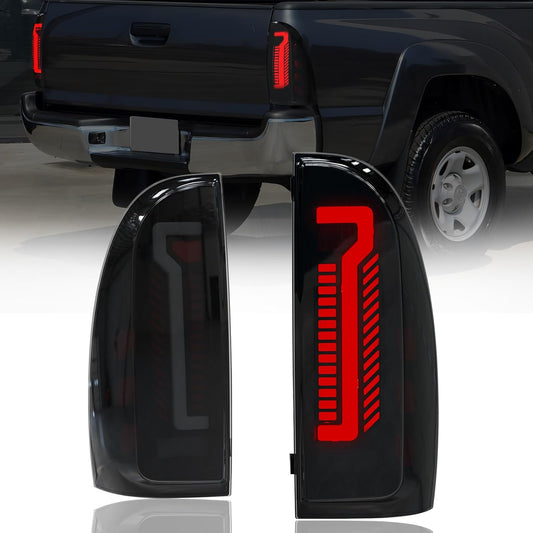 mcooo Sequential Full LED Tail Light Assembly for 2005-2015 Toyota Tacoma, 2nd Gen Tacoma - Animated, Dynamic Turn Signal, Brake, Reverse Lights - Smoked