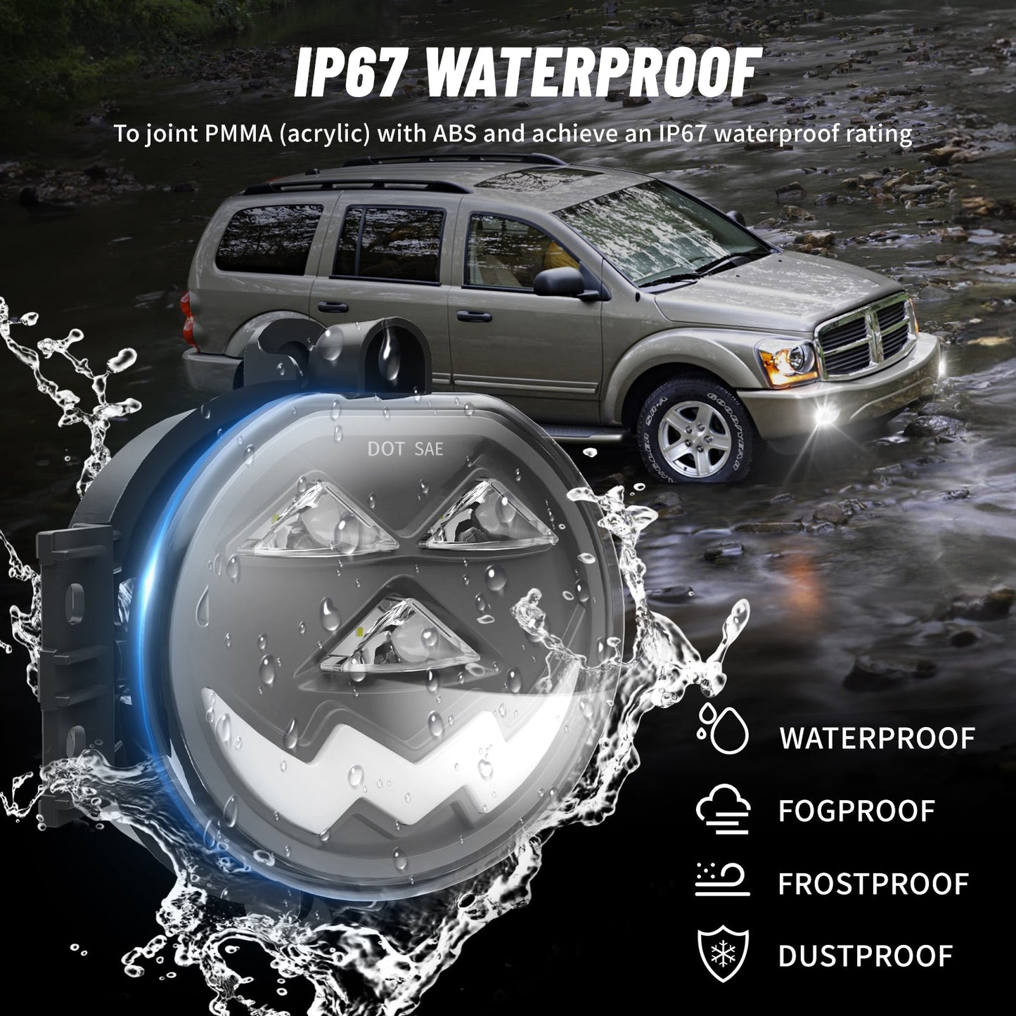 LED Fog Lights for 2002-2008 Dodge Ram 1500, for 2003-2009 Ram 2500, 3500