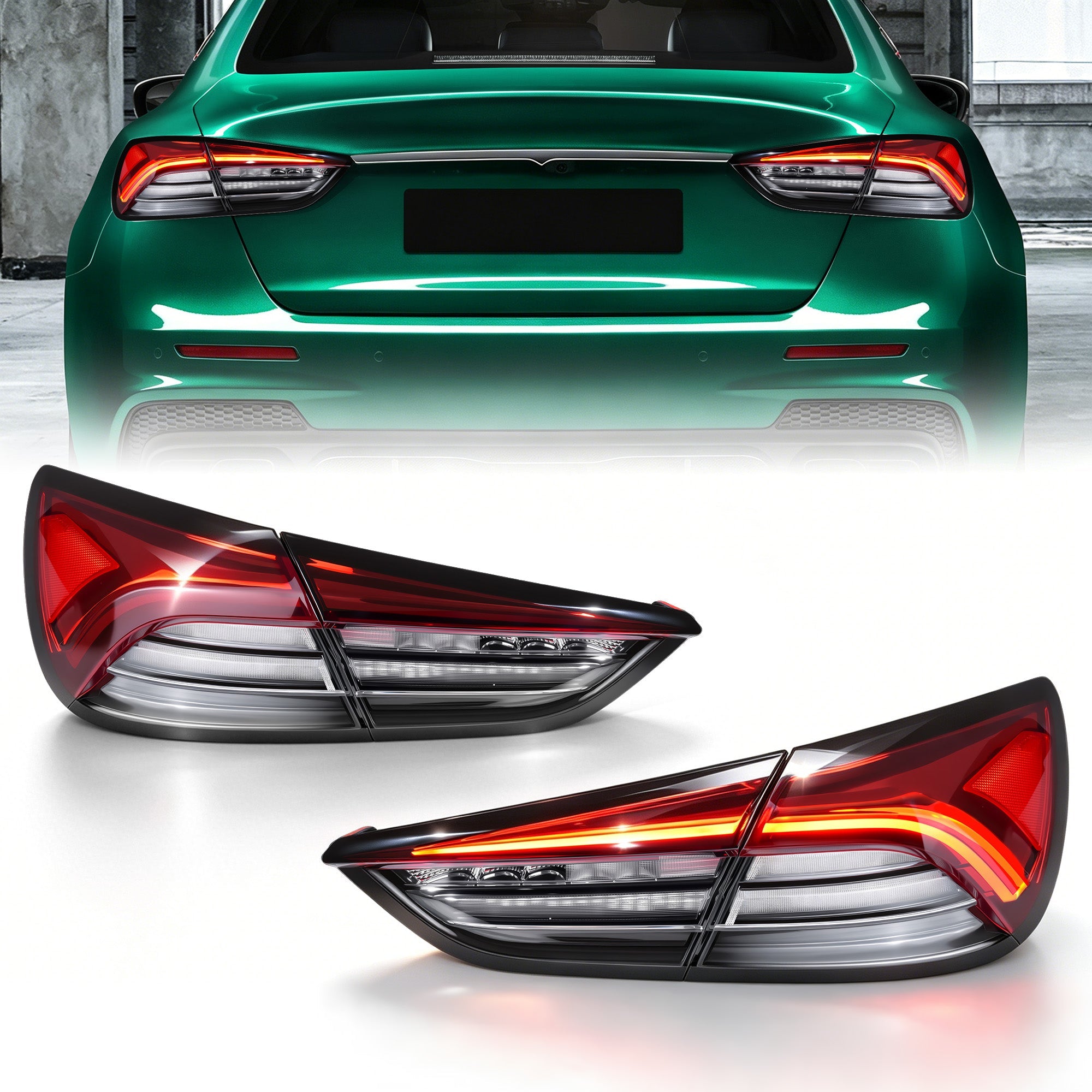Sequential LED Tail Lights with Rear Fog Light for 2017-2022 Maserati Quattroporte Waterproof Plug & Play  1 Pair