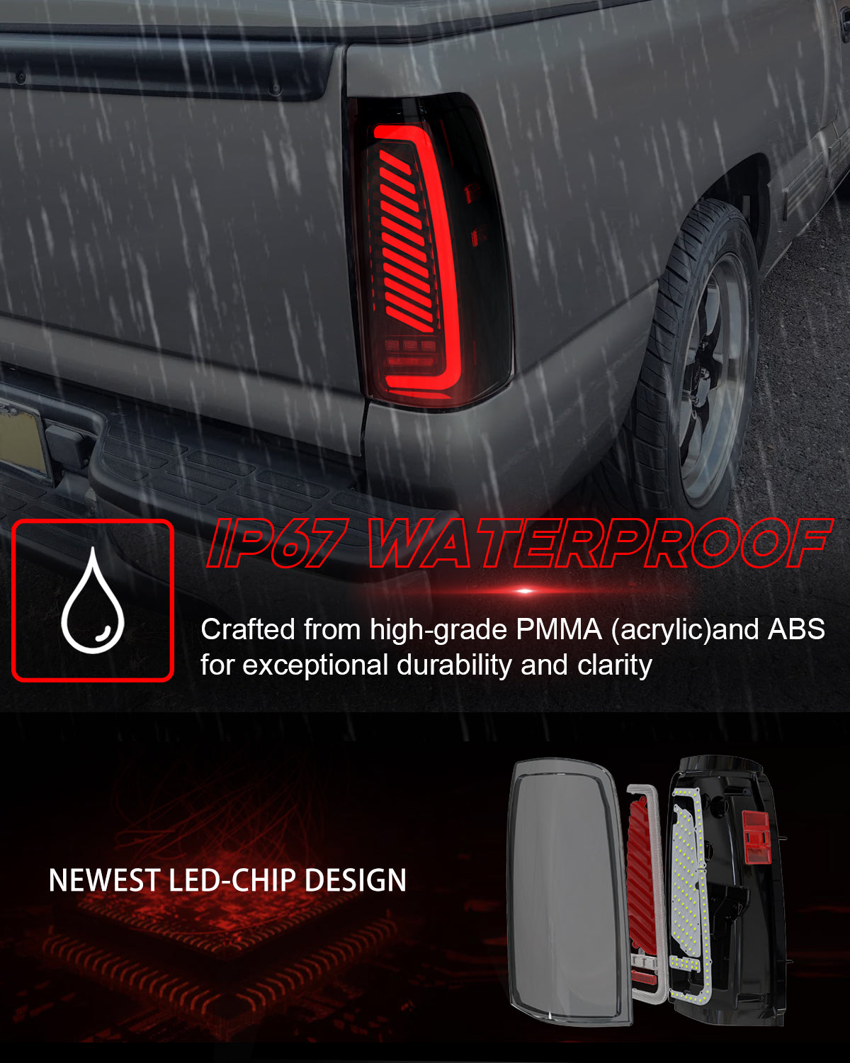Sequential LED Tail Light for 1999-2002 Chevy Silverado,1999-2006 GMC Sierra Starting Animated Rear Light Assembly, Dynamic Turn Signal,Brake Light,Reverse Light Smoked