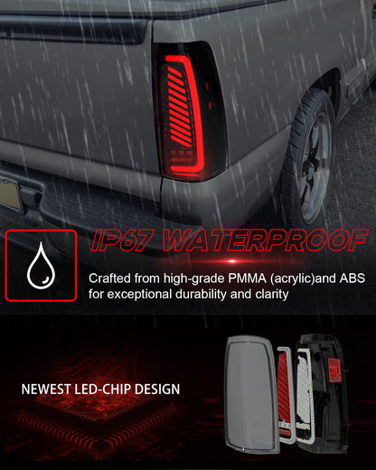 Sequential LED Tail Light for 1999-2002 Chevy Silverado,1999-2006 GMC Sierra Starting Animated Rear Light Assembly, Dynamic Turn Signal,Brake Light,Reverse Light Smoked
