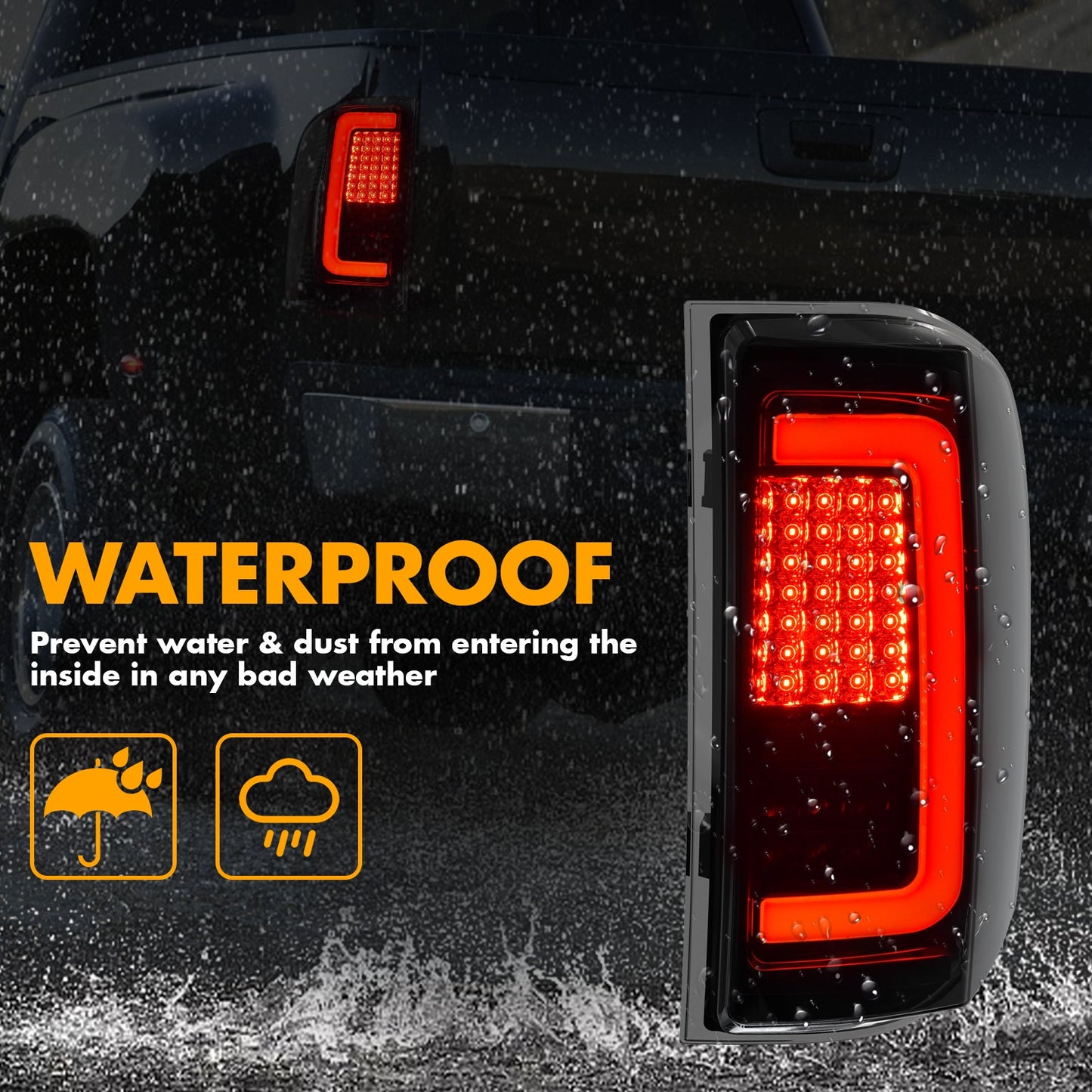 mcooo Full LED Tail Light for 2007-2013 Chevy Silverado 1500 2500HD 3500HD,Unique C Shaped Design Rear Light,Turn Signal,Smoked Lens Tail Lights,Brake,Reverse Light