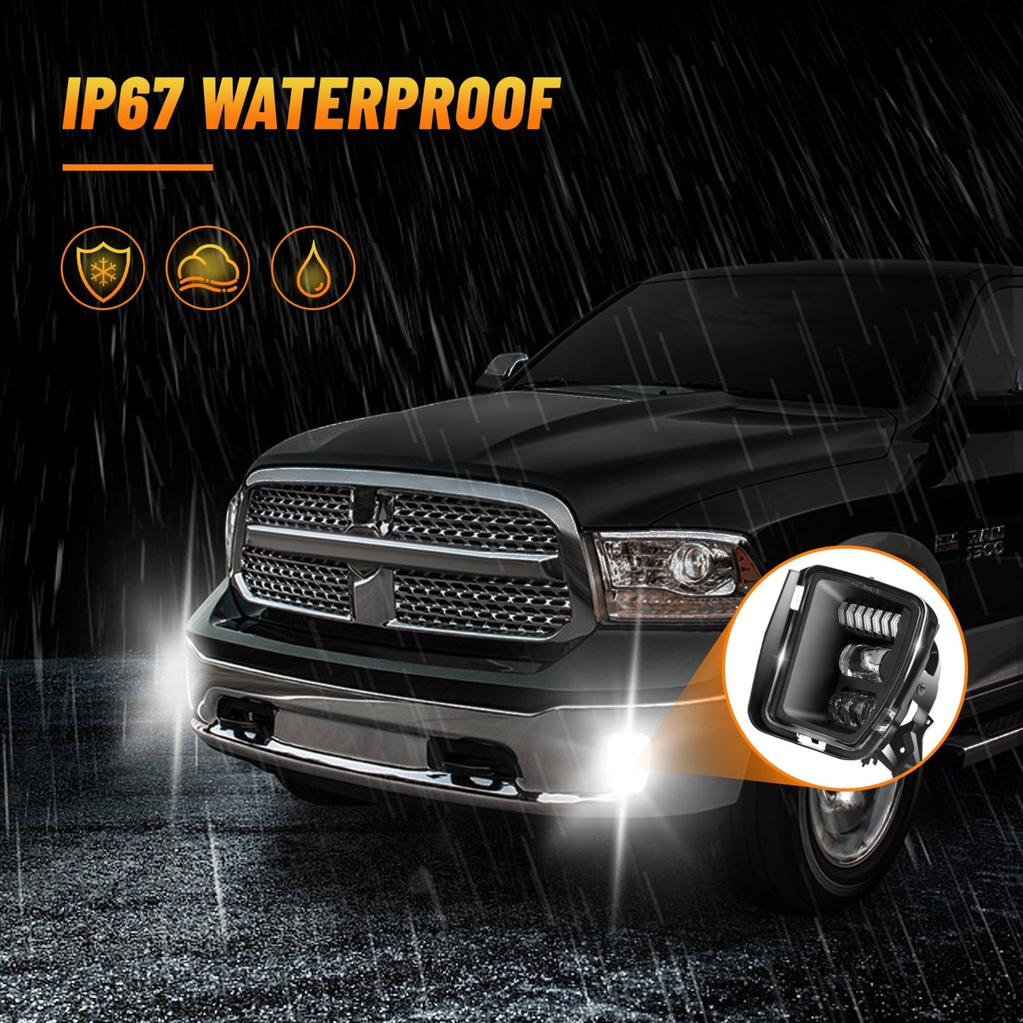 LED Fog Lights For 2013-2018 Dodge Ram 1500 with Day Running Light (1 pair)