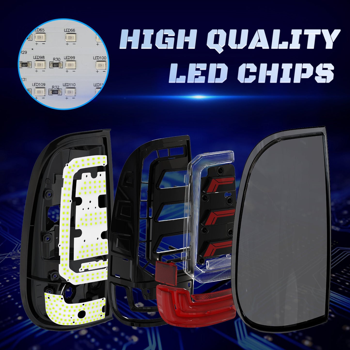 LED Tail Light for 2008-2016 Ford F250 F350 F450 F550 with Smoked Lens