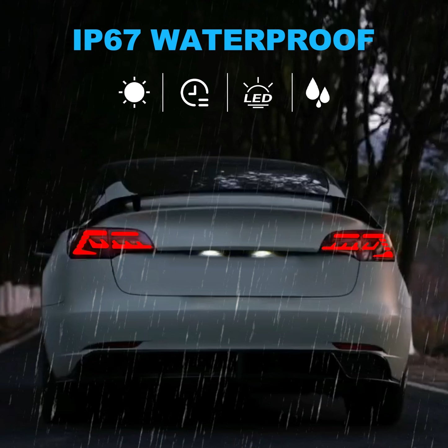 LED Tail Lights for 2017-2022 Tesla Model 3, Model Y with Smoked Lens