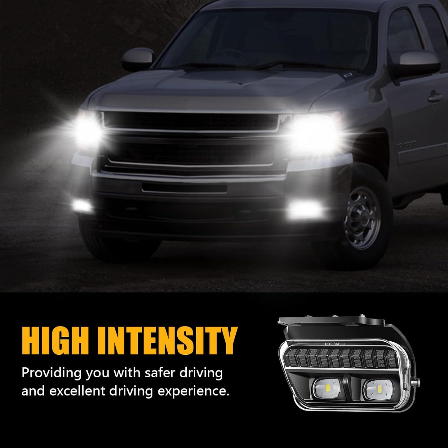 LED Fog Lights for 2003-2007 Chevy Silverado, 2002-2006 Avalanche (1 pair)