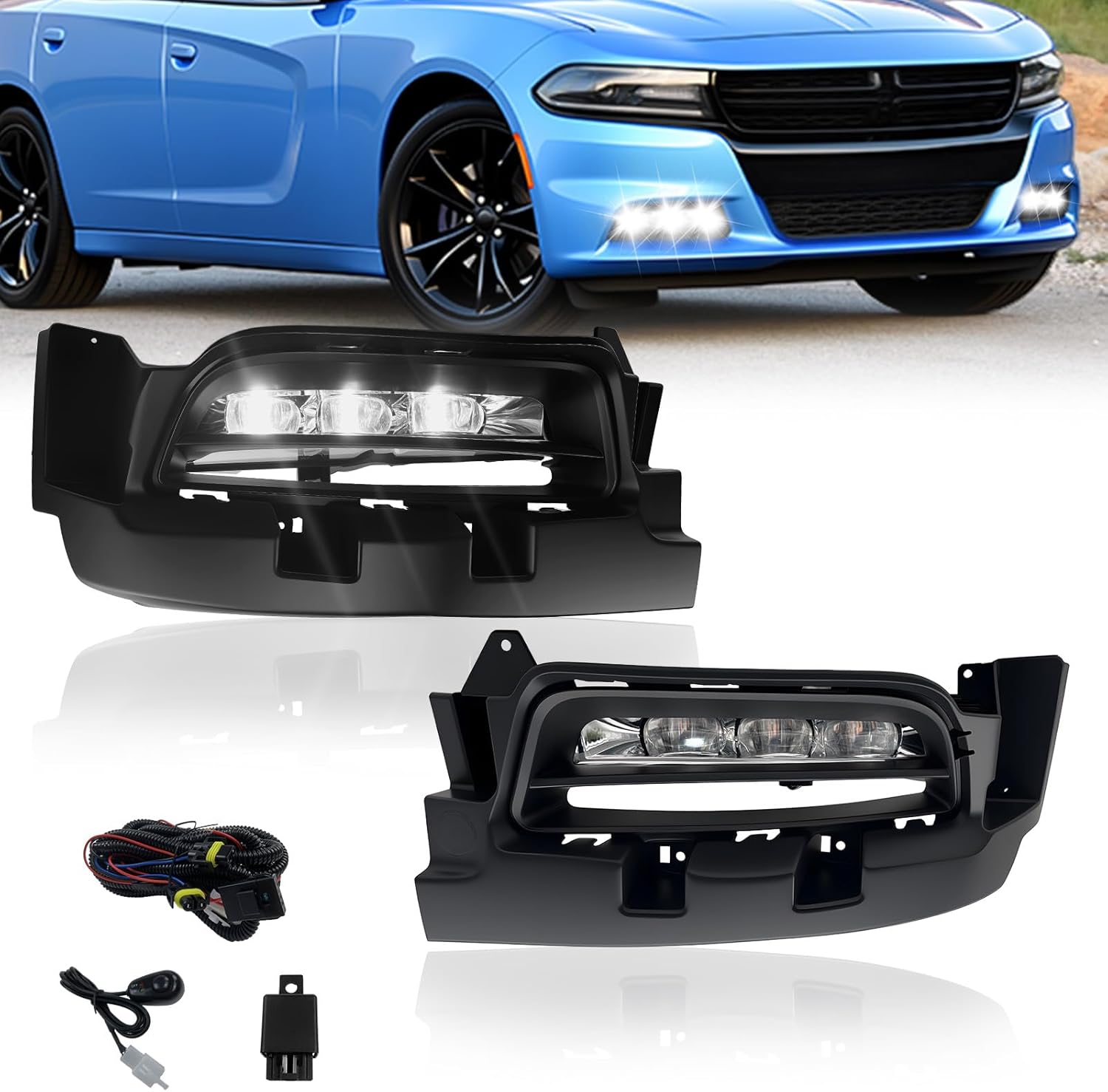 2015-2020 Dodge Charger LED Front Bumper Fog Lights | Left & Right Side