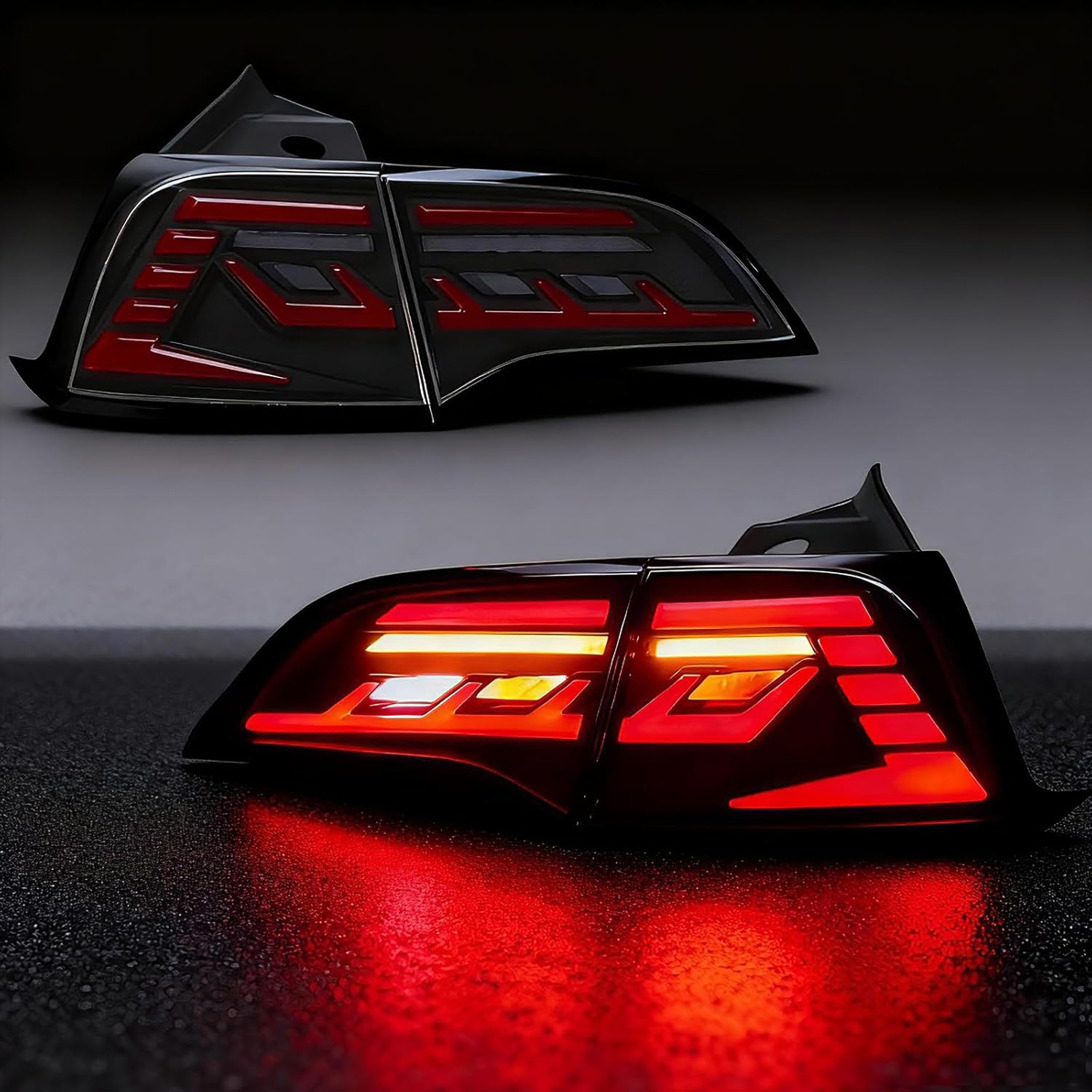 Mcooo Sequential LED Tail Lights Compatible with 2017 2018 2019 2020 2021 Tesla Model 3/Y, Starting Animated Tail Light Assembly, Brake Turn Signal Lights, Reverse Lights, Rear Lights
