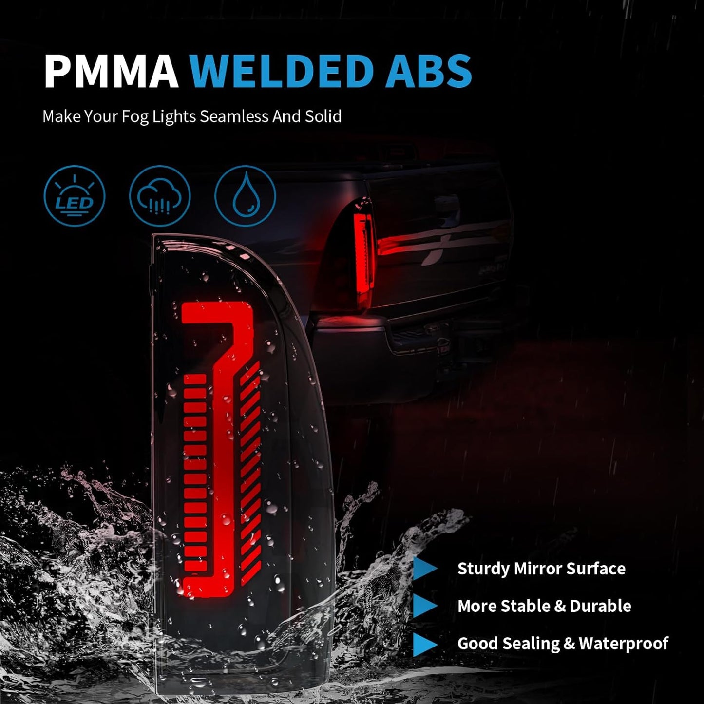 mcooo Sequential Full LED Tail Light Assembly for 2005-2015 Toyota Tacoma, 2nd Gen Tacoma - Animated, Dynamic Turn Signal, Brake, Reverse Lights - Smoked