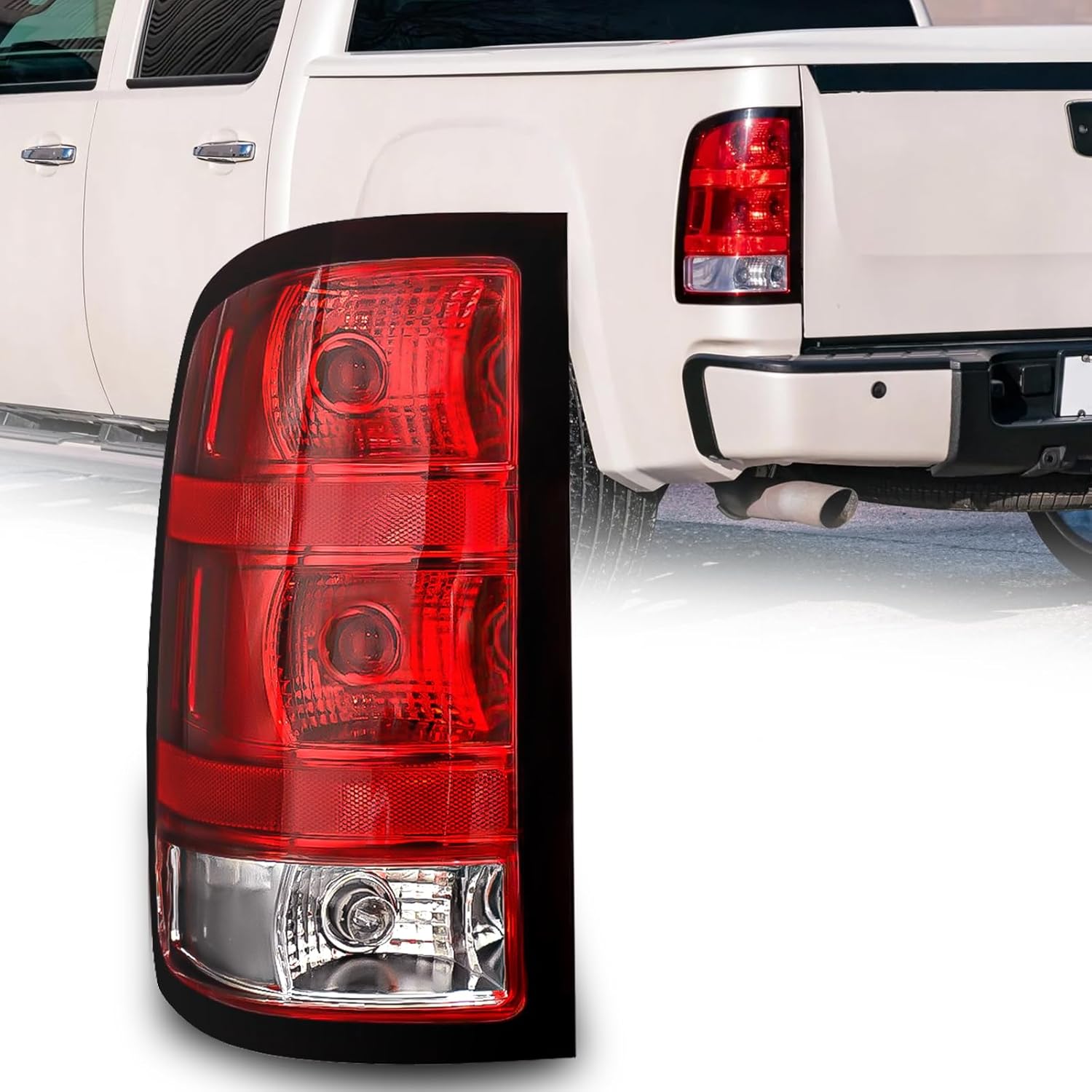 Mcooo Halogen Tail Light for 2007-2013 GMC Sierra 1500 2500HD 3500HD, with Turn Signal, Brake, Reverse Light, Rear Lights Assembly, Plug N Play