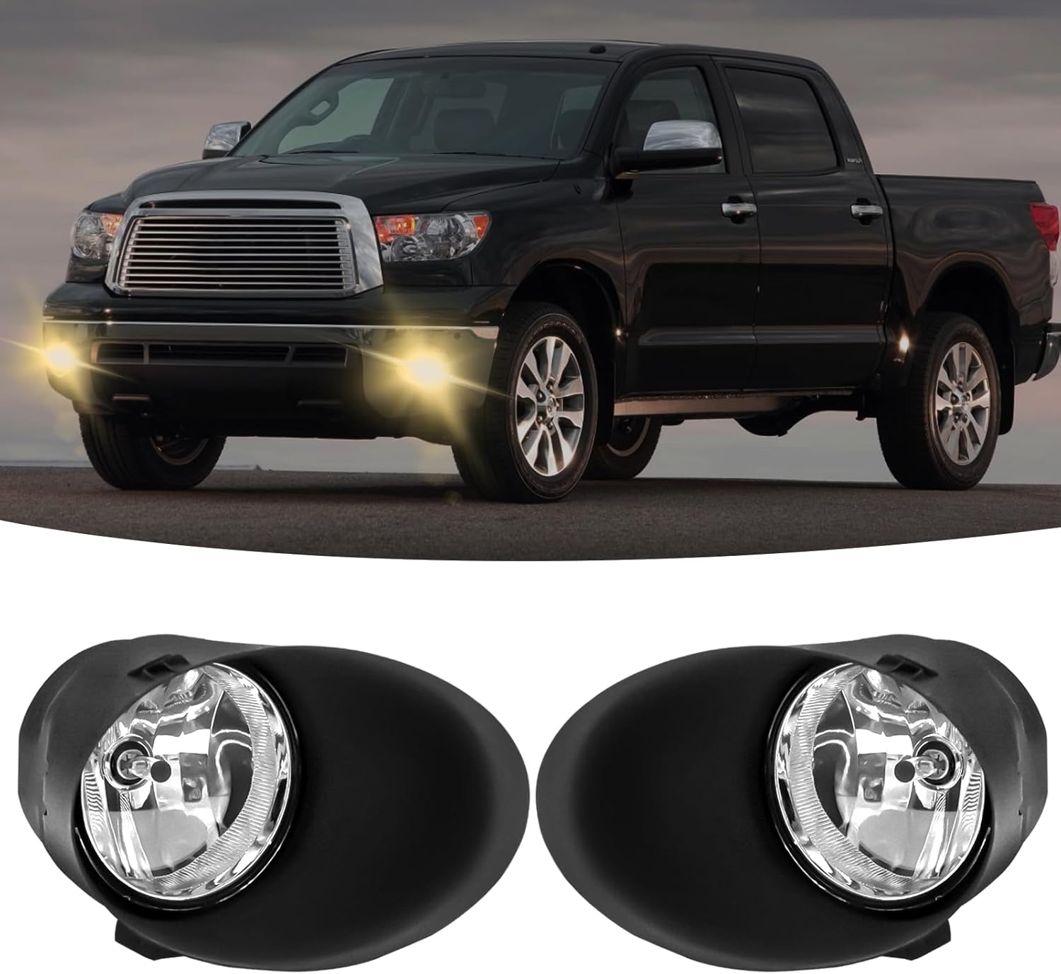 Mcooo Fog Lights Compatible with Toyota Tundra 2007-2013, Front Driving Fog Lamp Assembly, Halogen Bulbs，OEM-Style Replacement, Clear Lens（1 Pair）