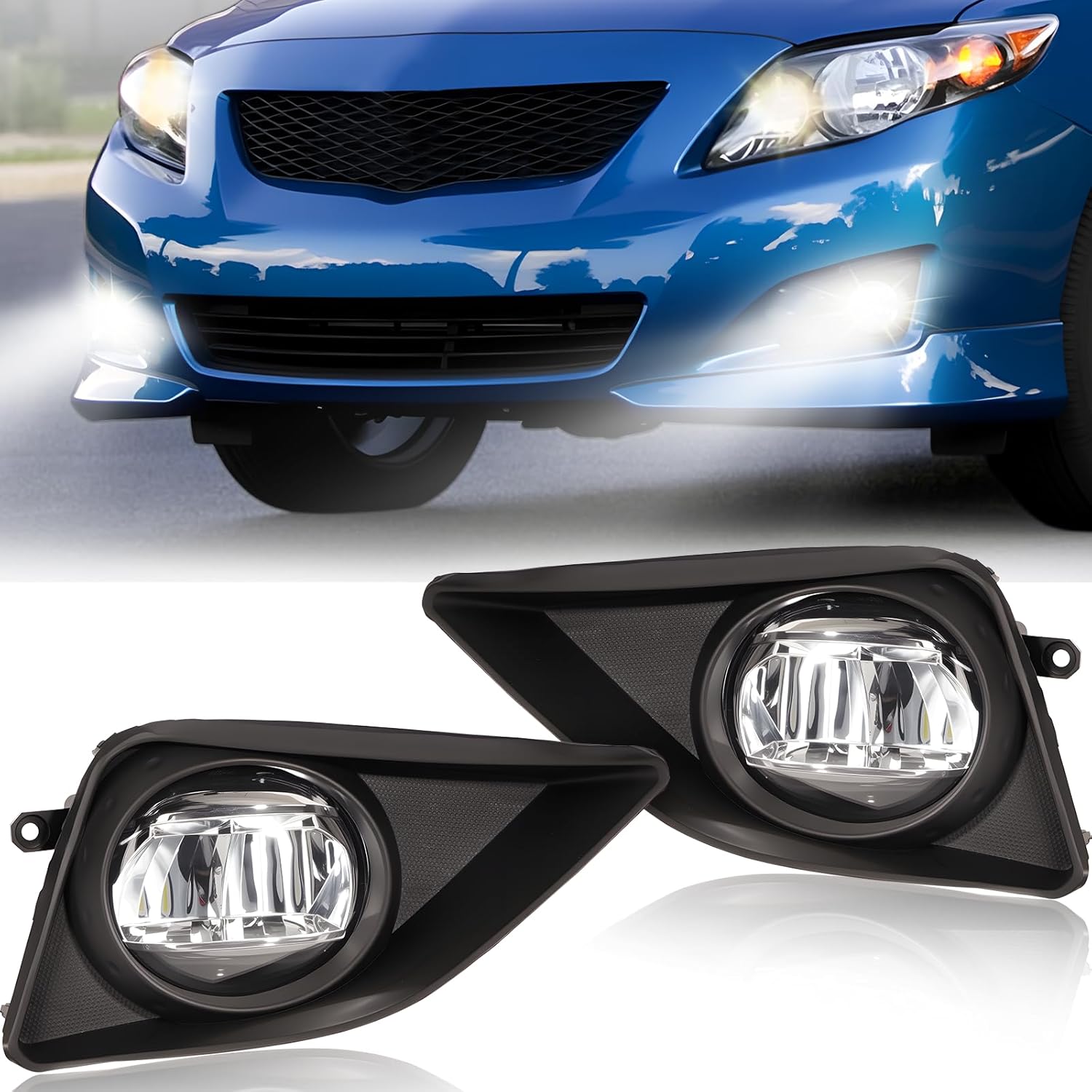 2008-2010 Toyota Corolla Bumper LED Fog Lights Assembly with Switch and Wiring Harness