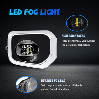 mcooo LED Fog Lights,Compatible with 2016-2023 Toyota Tacoma(Fits SR,SR5 Model Only), Front Bumper Driving Light, with Wiring Harness, Switch,Easy to Install (Chrome Bezels)