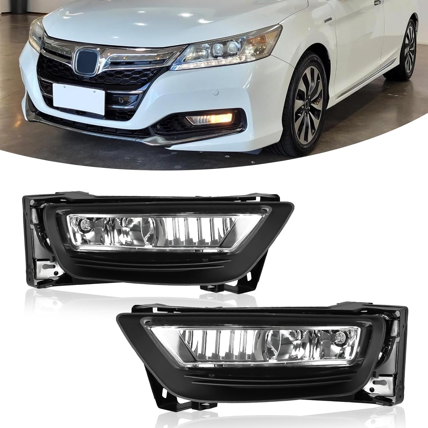 Mcooo Halogen Fog Light for 2013-2015 Honda Accord Sedan 4 Door,1 Pair Upgrade Fog Lamps Assembly Replacement, Front Bumper Driving Light Kit
