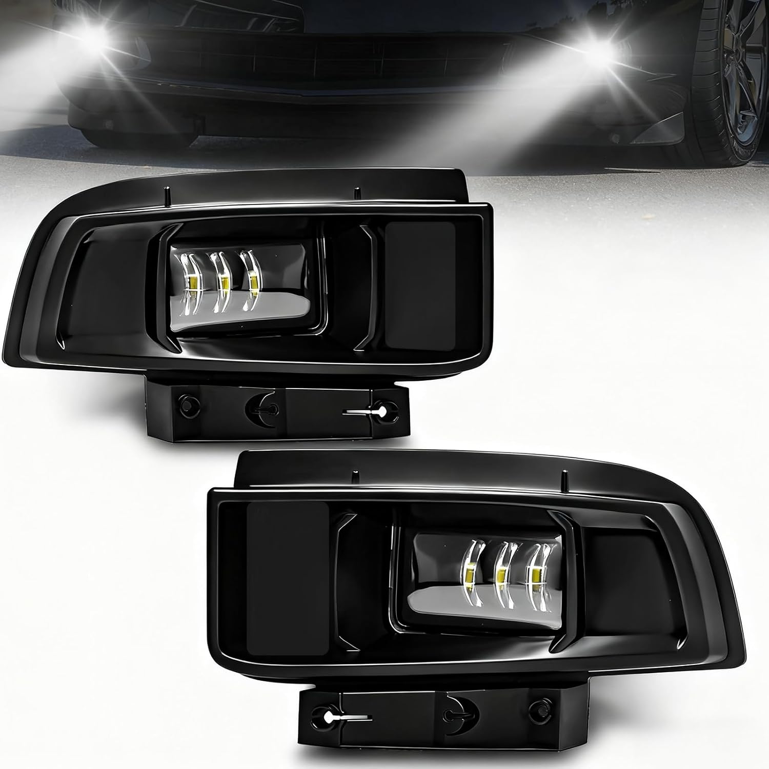 Mcooo Upgrade LED Fog Lights for 2005-2013 Chevrolet Corvette C6 Base Models,Drving Fog Lamp Replacement, Plug N Play,Waterproof, Clear Lens