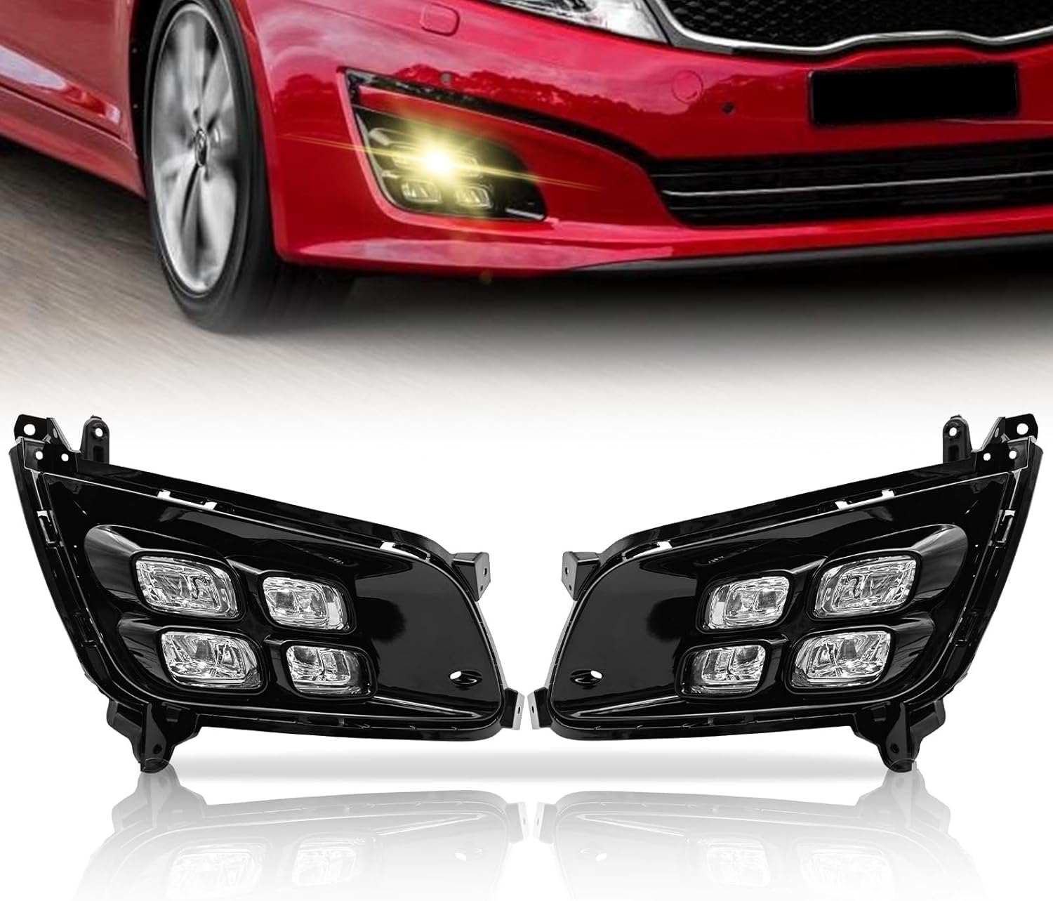 2014-2015 Kia Optima K5 LED Fog Lights DRL Assembly – 4-Eyes Style