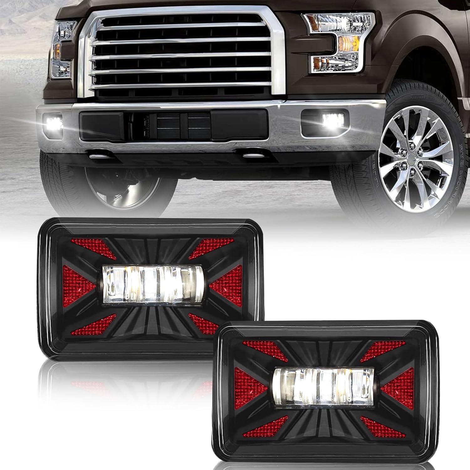 Mcooo New LED Fog Lights Assembly Compatible With 2015-2020 F150 Super Duty Fog Lights Front Bumper Lamps Clear Lens 1 Pair of Fog Lamps